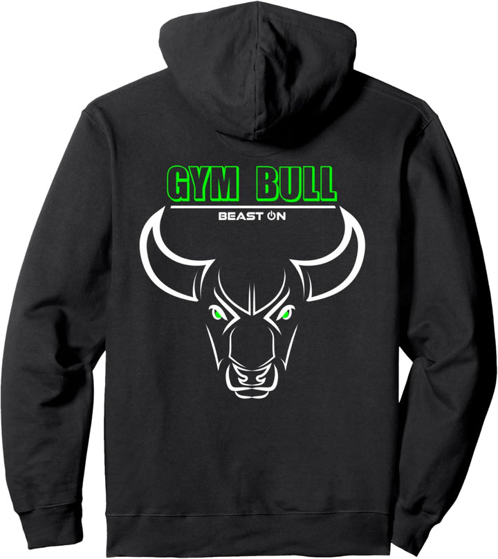Gym Bull Head Print auf der Rückseite grün Gym Fitness Workout Pullover Hoodie