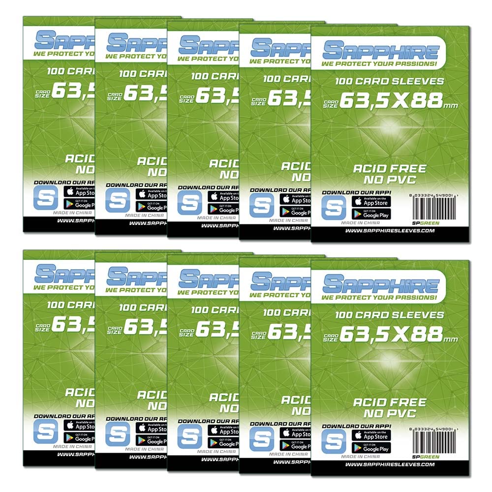 Red Glove - 10 Pack 100 Sapphire Sleeves Green 63,5 x 88 SPGREEN10P