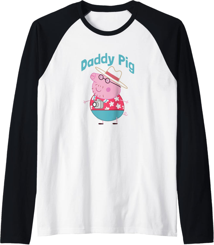 Peppa Pig Father's Day Daddy Pig Summer Vacation Portrait Raglan