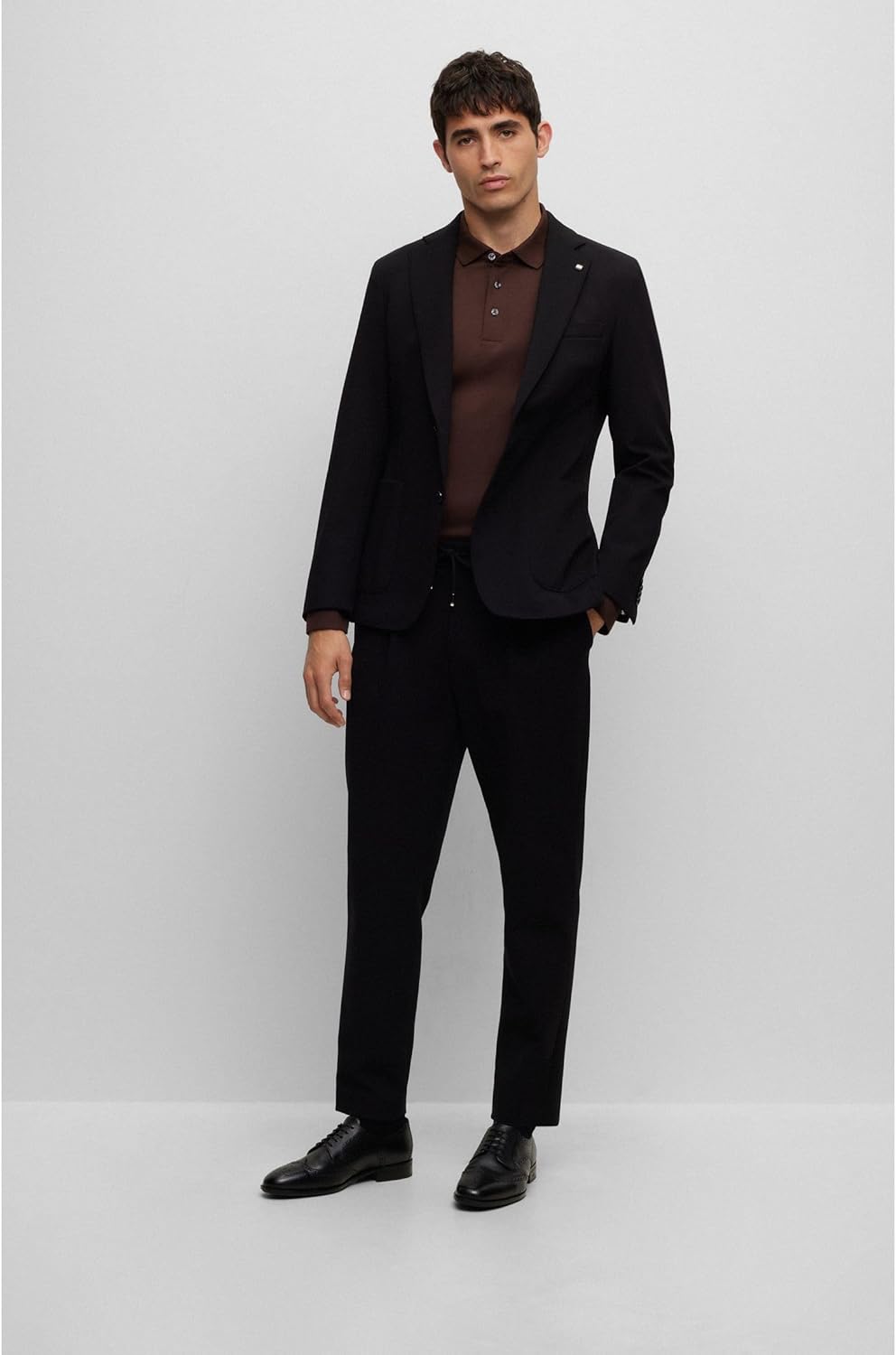 BOSS Herren Colby Derb Leder-Derbys mit Budapester-Details Grösse 42 EU Schwarz, 42 EU Schwarz