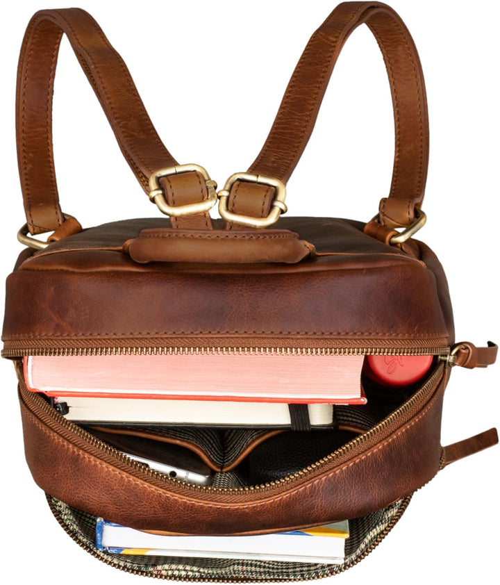 STILORD Damen-Rucksack aus Leder braun - Vintage Frauen-Rucksack - Kleine Tasche aus Echtleder - Han