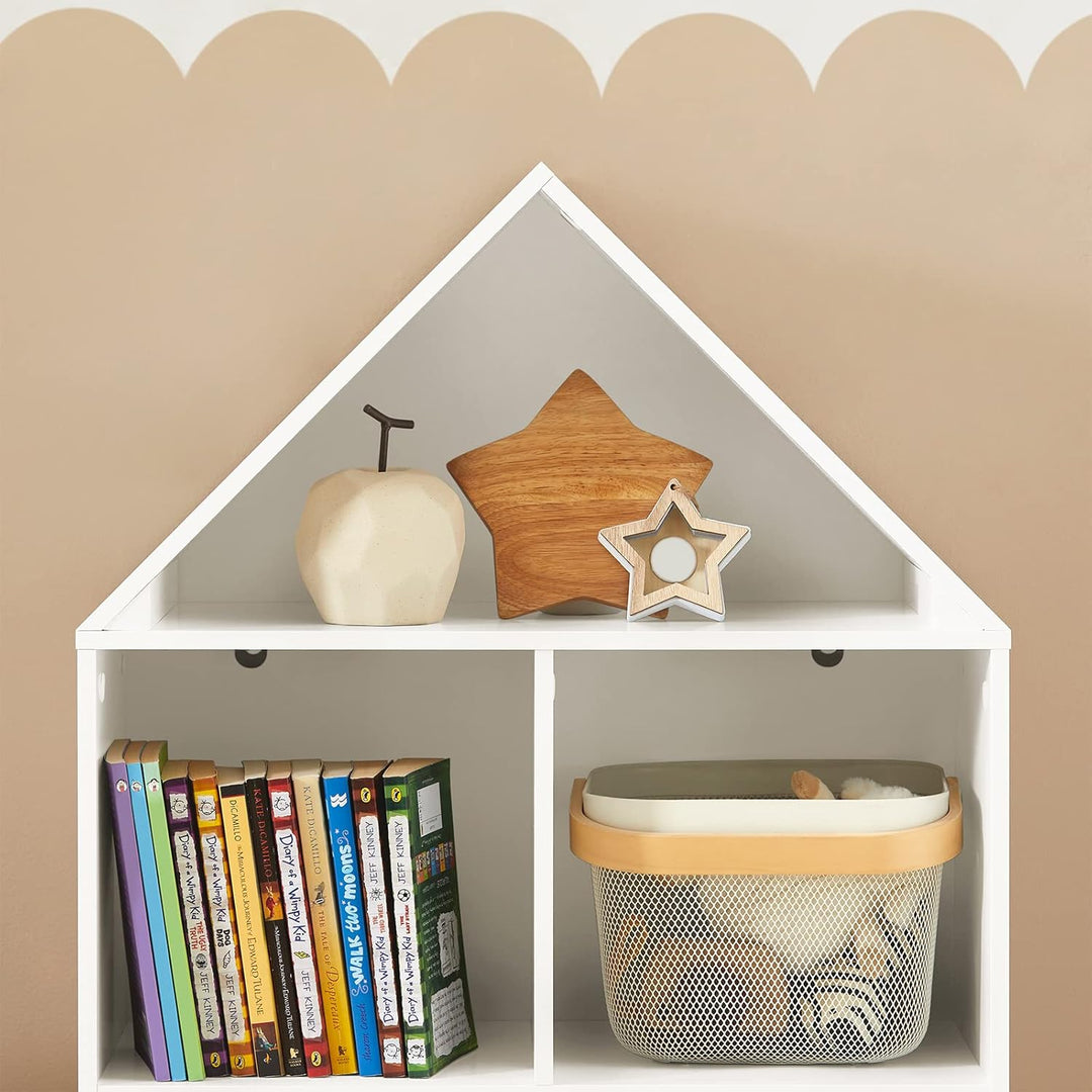 SoBuy KMB58-W Kinderregal mit Haus-Design Bücherregal für Kinder Aufbewahrungsregal Spielzeugregal K