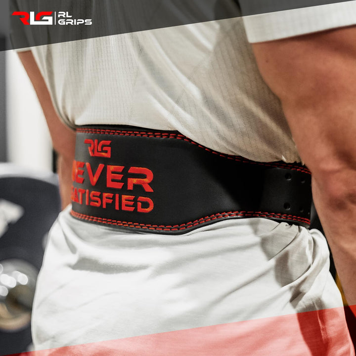 RL Grips - Ledergürtel für Gewichtheben – Lendenwirbelstütze für Muskeltraining – Powerlifting Gürte