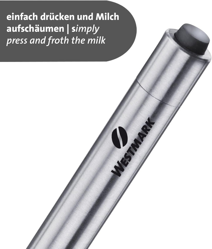 Westmark 2 tlg. Set Milchkännchen + Milchaufschäumer– Ideal zum Aufschäumen von Milch und veganen Al