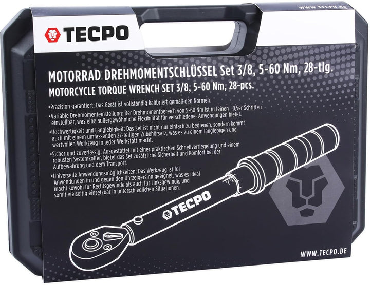 TECPO Motorrad Drehmomentschlüssel Set 3/8" 5-60Nm Schlüssel feine Abstufung, 3/8" 5-60Nm