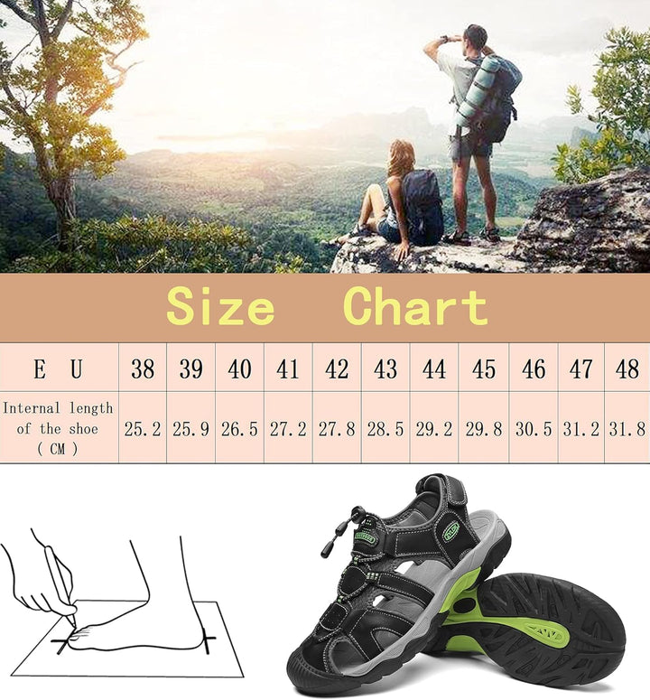 ZYLDK Herren Sandalen Leder Strand Trekkingsandalen Outdoorschuhe Sommer Wanderschuhe Männer Sport-O