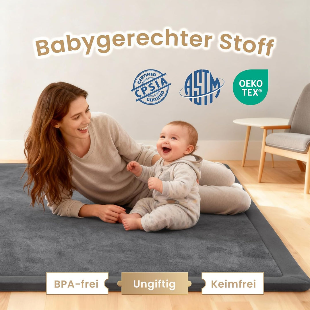 ACOMOPACK Baby Krabbelmatte 127x127x3.5cm Dicke Spielmatte mit Schaumfüllung Rutschfester Unterseite
