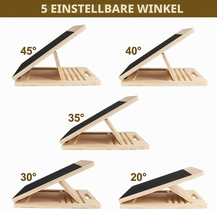 Wadendehner-Schrägbrett Hölzerne,Schrägbrett Fitness Verstellbares mit 5 Neigungswinkel Rutschfest Z