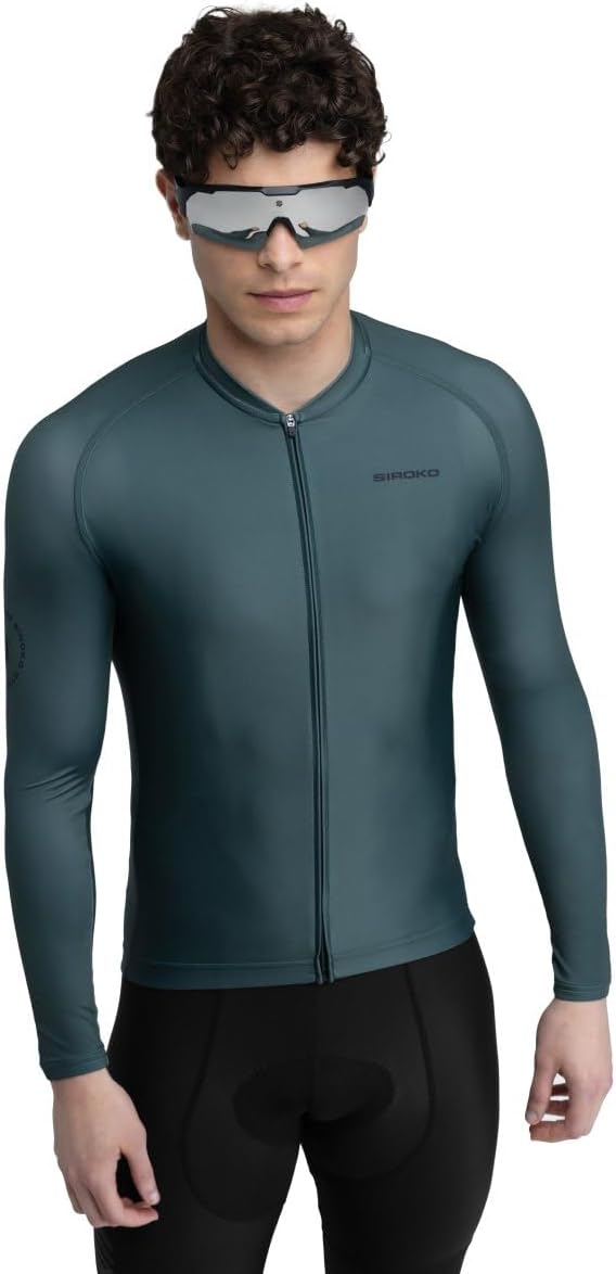 SIROKO M2 Radtrikot Herren Langarm Slim Fit Aerodynamische Fahrradbekleidung XS Armeegrün, XS Armeeg