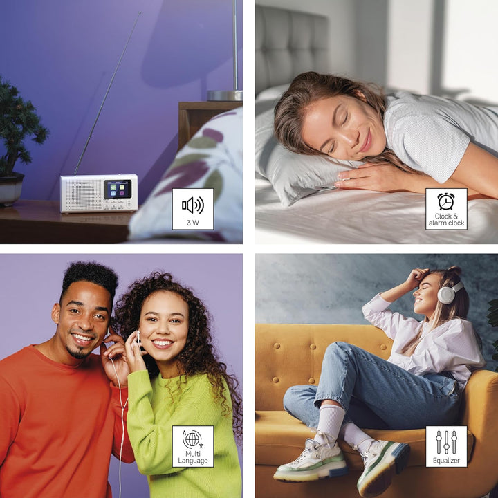 EMOS - DAB+ Radio mit Bluetooth und Dual-Stromversorgung - tragbares Digitalradio mit Wecker, Sleept