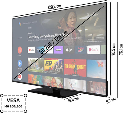 TELEFUNKEN XU50AN754M 50 Zoll Fernseher/Android Smart TV (4K Ultra HD, HDR Dolby Vision, Triple-Tune