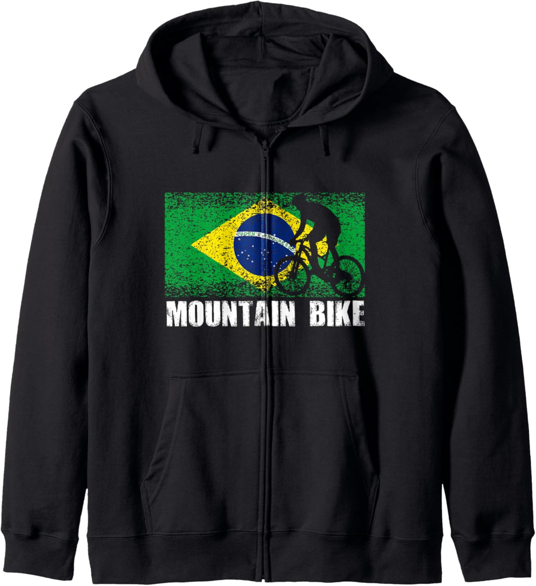 Mountainbike Sport, Retro Brasilien Flagge, brasilianischer Kapuzenjacke