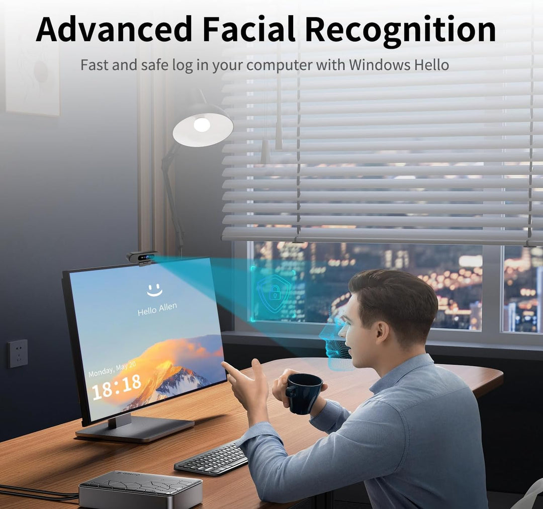TOALLIN 2K QHD-Webcam für Windows Hello Face Login, IR-Gesichtserkennungskamera, USB-Webcam mit Mikr