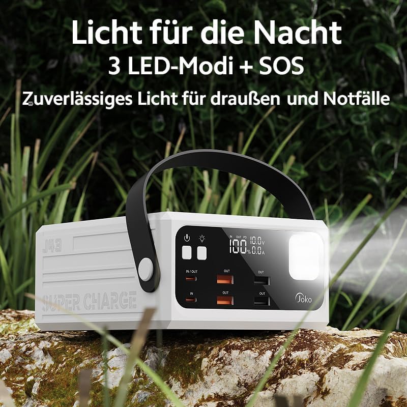 KONFULON Powerbank 120000mAh (444Wh, ca. 372Wh nutzbar) – 30W Schnellladefunktion, 5 Ausgänge (USB‑C