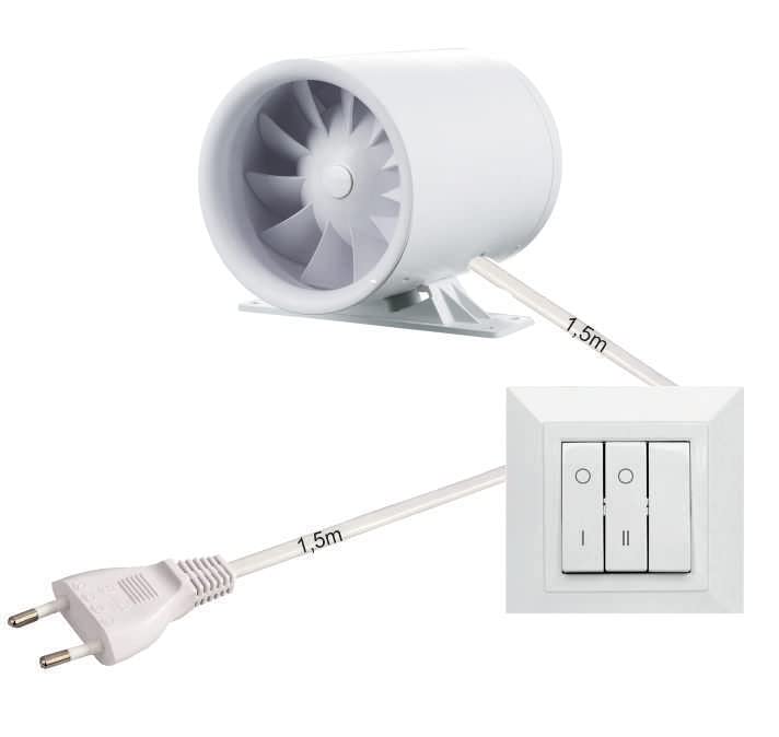 Rohreinschubventilator Soundless Turbine Duo - leise wie der Wind, stark wie eine Turbine (100mm mit