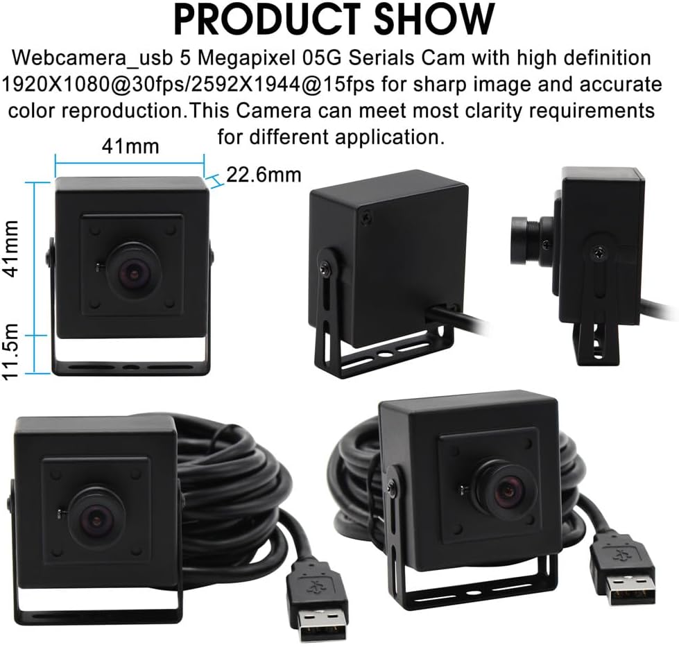 ELP OTG Weiter Winkel Webcam 5MP Aptina MI5100 CMOS 100 Grad Keine Verzerrung Objektiv USB Kamera fü