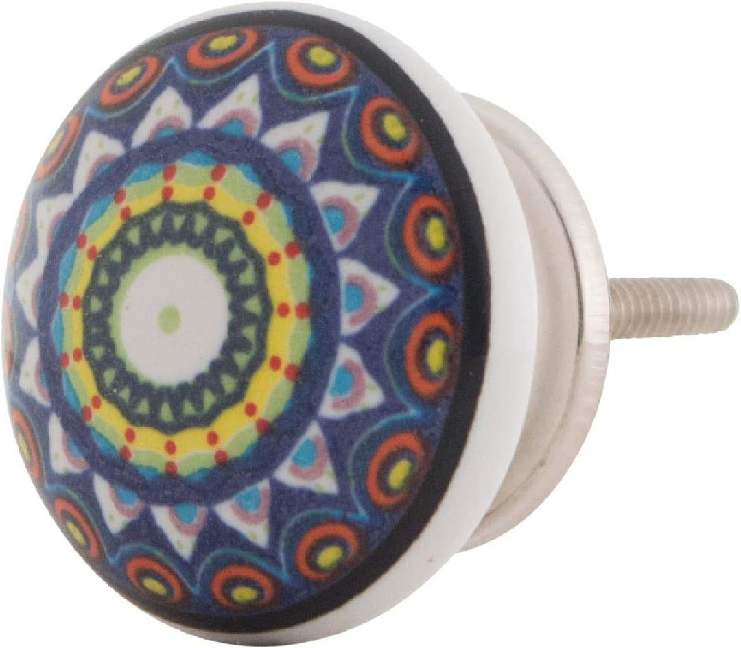 Knober Set 10 Stück Möbelknöpf Keramik Mandala Energy Shabby-Chic Schrankknöpfe Türgriff (1. Buntes
