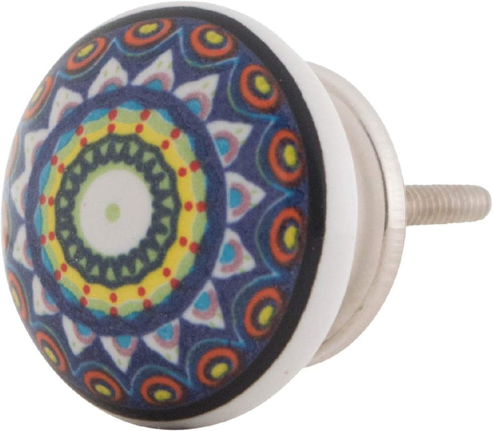 Knober Set 10 Stück Möbelknöpf Keramik Mandala Energy Shabby-Chic Schrankknöpfe Türgriff (1. Buntes