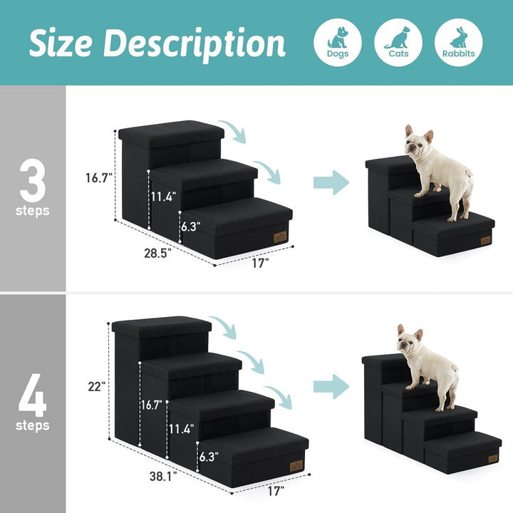 Hundetreppe für Kleine Hunde mit Stauraum, Breite Haustiertreppe Faltbare für Bett und Couch, Hunder