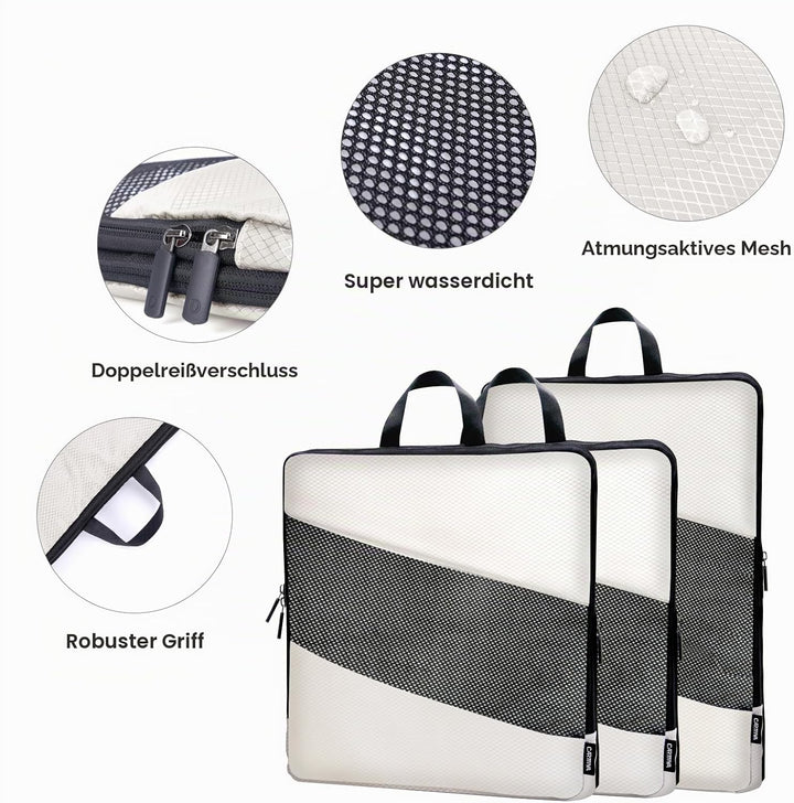 Koffer Organizer Kompression Set, Packwürfel Set Kompression Ihres Reisegepäcks, Compression Packing