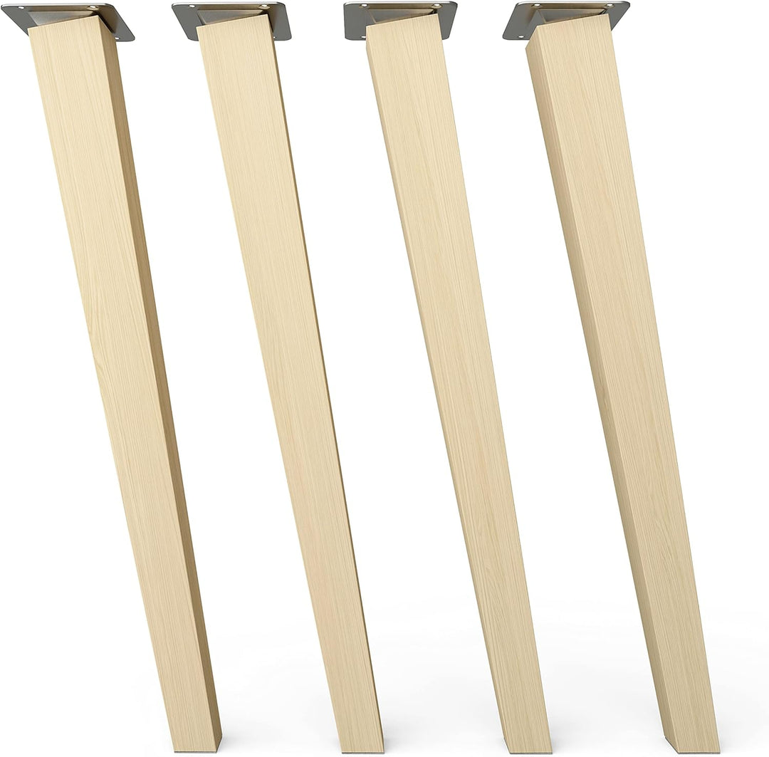 sossai® Holz-Möbelfüsse - Clif Square | Natur (unbehandelt) | Höhe: 45 cm | HMF4 |eckig, konisch (sc