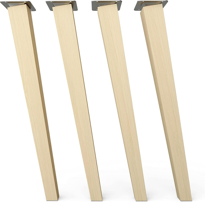 sossai® Holz-Möbelfüsse - Clif Square | Natur (unbehandelt) | Höhe: 45 cm | HMF4 |eckig, konisch (sc