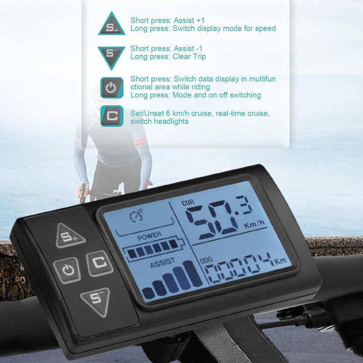Pyhodi S861 Elektrofahrrad LCD -Anzeigemesser, E Bike LCD -Anzeige -Bedienfeld -Fahrrad -Tachometerm