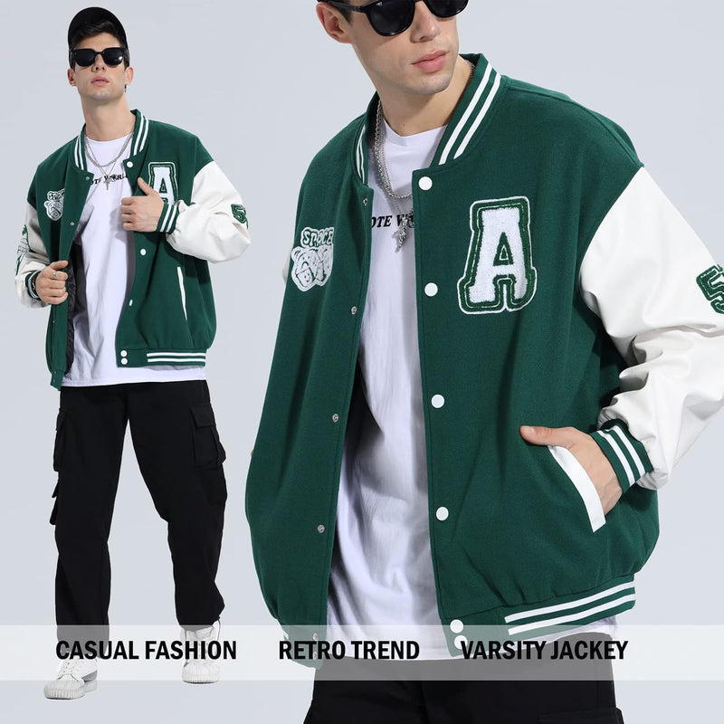 Eocicvvi Herren College Jacke Übergangsjacke Damen Freizeit Jacke Harajuku Stil Sportjacke Streetwea