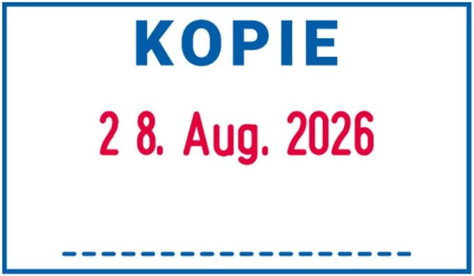 Trodat Professional Datumstempel 5430, selbstfärbend, mit Text Kopie, Abdruck 41 x 24 mm, Blau und R