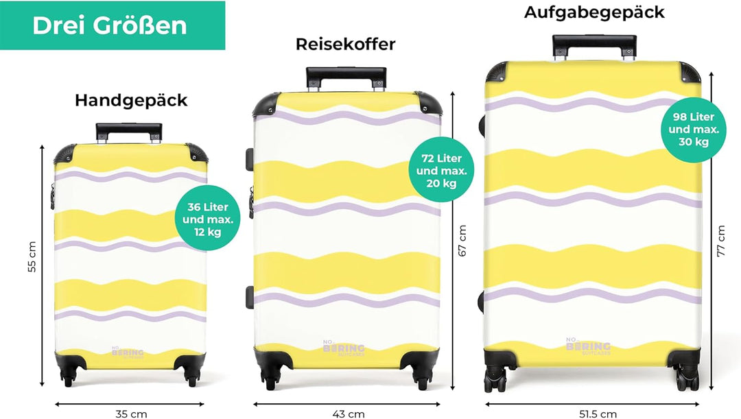 NoBoringSuitcases.com® Koffer XL Gross 77x51.5x28 cm Reisekoffer mit 4 Rollen Leicht Trolley Hartsch