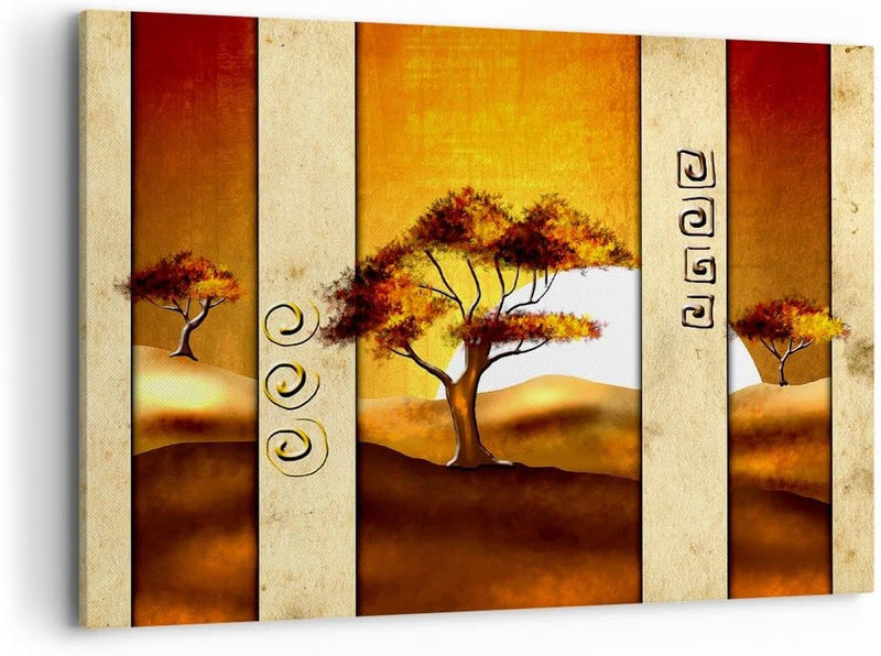 Bilder auf Leinwand 100x70cm Leinwandbild Modern baum savanne wüste Gross Wanddeko Bild Schlafzimmer