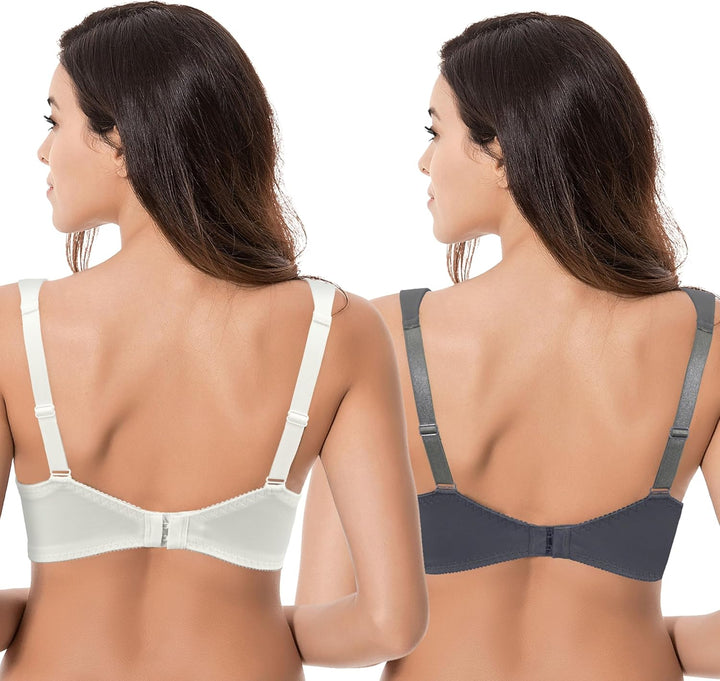 Curve Muse Damen Übergrösse Minimizer Kabellos Ungefütterter BH mit Stickspitze-2er Pack 75C Butterm