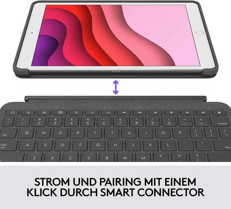 Logitech Combo Touch für iPad (7., 8. und 9. Generation) Schutzcase mit Präzisions-Trackpad, Noteboo