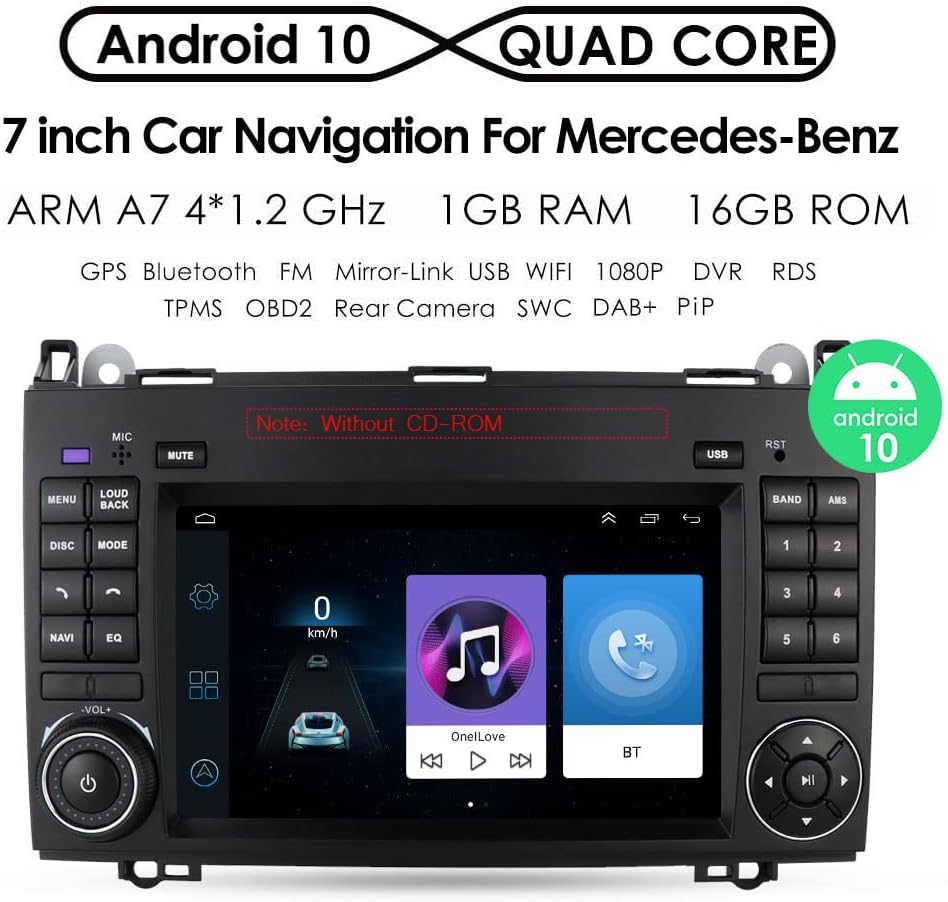 7 Zoll Android Autoradio,GPS Navi mit Bluetooth/FM/RDS/DAB+/WiFi für Mercedes-Benz W169/A150/A160/ A