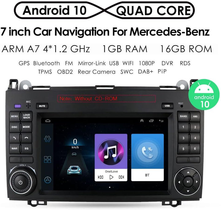 7 Zoll Android Autoradio,GPS Navi mit Bluetooth/FM/RDS/DAB+/WiFi für Mercedes-Benz W169/A150/A160/ A