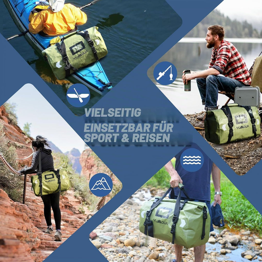 YUMQUA wasserdichte Duffle Bag, grosse Wasserfeste Reisetasche Sporttasche Duffel Dry Bag Waterproof