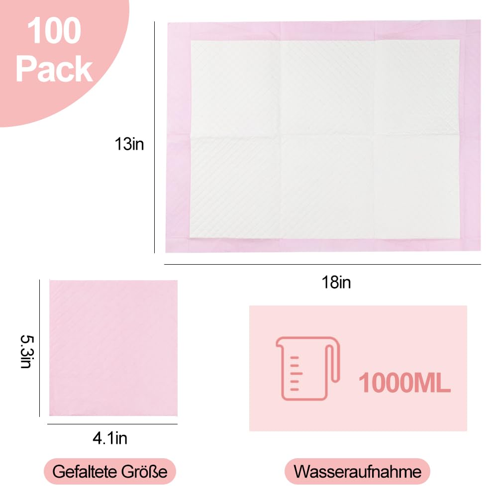 100 Stück Baby Inkontinenzunterlage Wickelunterlage Einweg, 33 × 45 cm Baby Wickelauflage, Changing