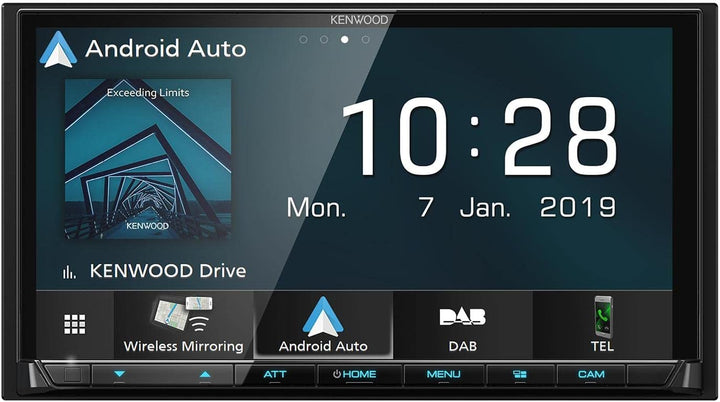 Kenwood DMX8019DABS 17,7 cm WVGA Digital Media Moniceiver mit DAB+, Wireless CarPlay, Android Auto,