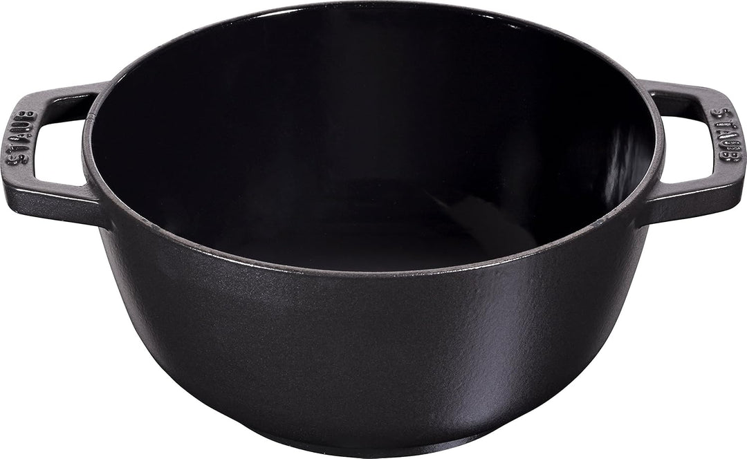 STAUB Fondue Set mit 4 Gabeln, Geeignet für Käse- Schoko- und Fleisch-Fondue, Gusseisen, 16 cm, Schw