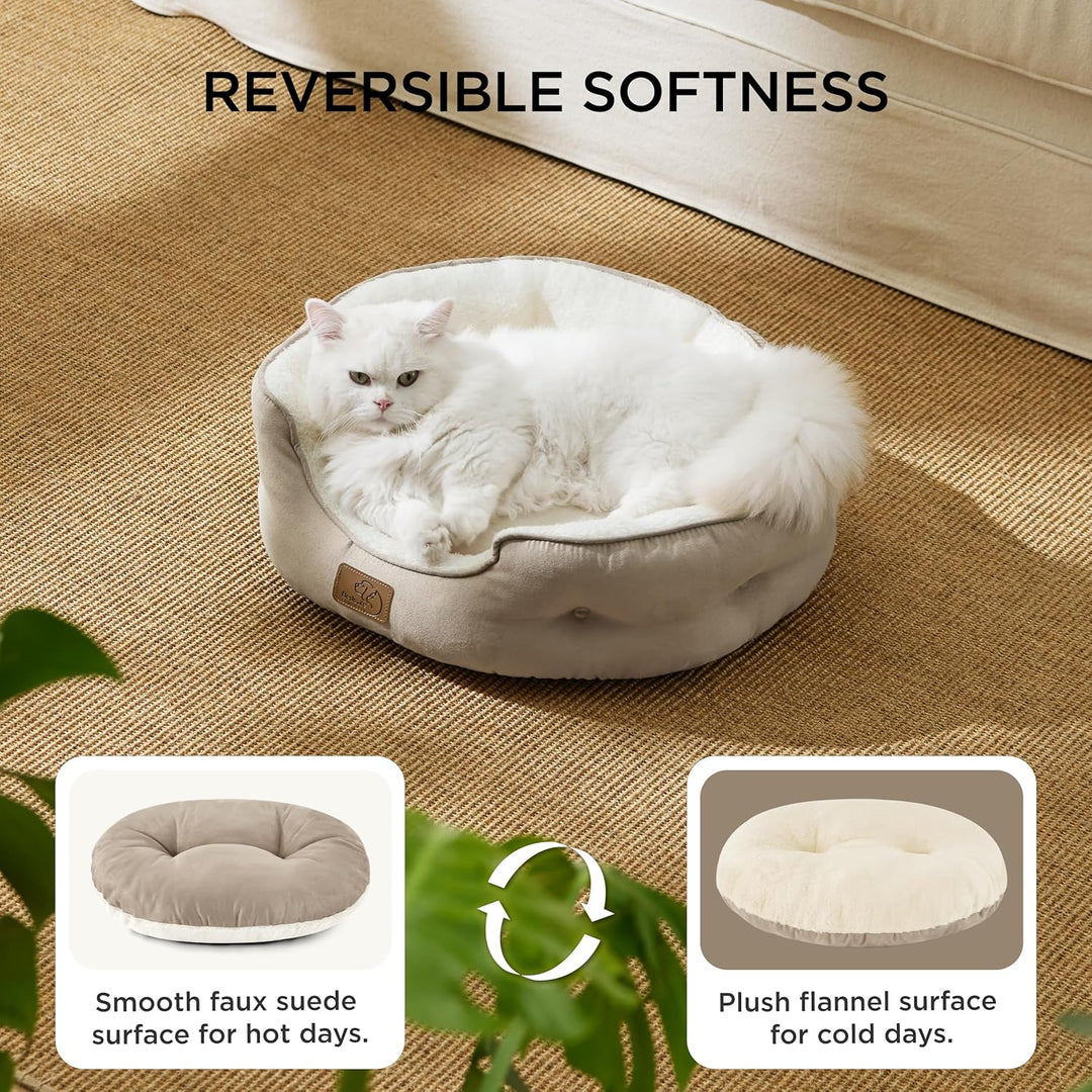 BEDSURE Katzenbett waschbar Katzen Bettchen - 51x48x15cm Katzenkorb mit zweiseitig Innenkissen Katze