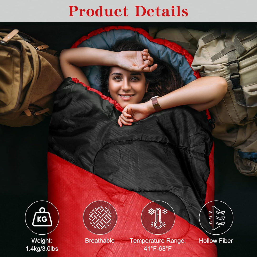 Schlafsack 3-4 Jahreszeiten,Schlafsack Outdoor für Erwachsene und Kinder,Schlafsäcke für Tragbare Re