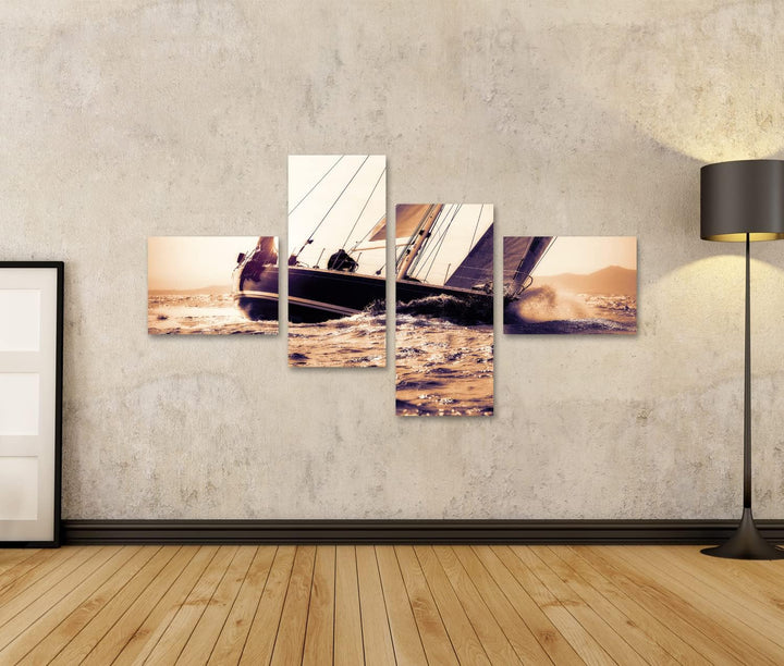 islandburner Bild auf Leinwand Segelboot Segeln Auf Sonnenuntergang Wandbild Poster Kunstdruck Bilde