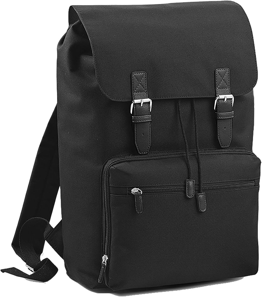 BagBase Vintage Laptop Backpack, 30 x 46 x 17 cm, Black Schwarz, Schwarz