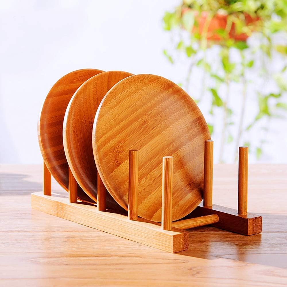 Tellerregal Halter für Küchenschränke Bambus Holz Schneidebrett Tablett Geschirr Rack Ständer Abtrop