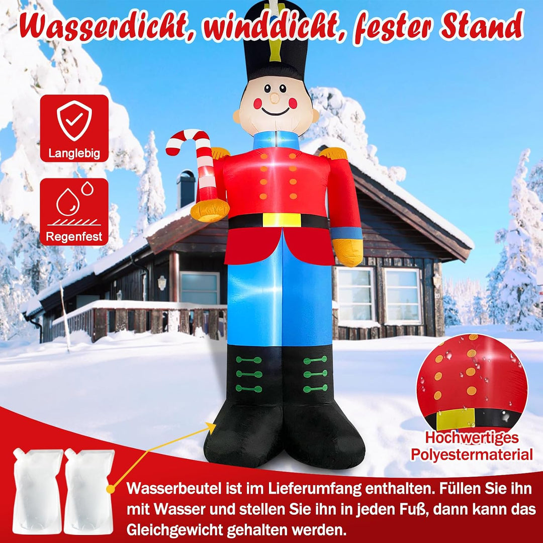 Danxilu 3,6m Aufblasbarer Nussknacker Soldat mit Zuckerstange Weihnachts Dekoration für Draussen Ein