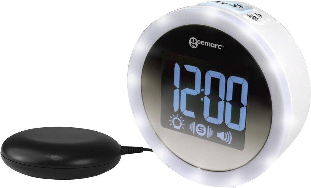 Wecker mit 95dB lautem Alarm, Blitzlicht und Vibrationskissen - Geemarc Wake 'N' Shake Star weckt La