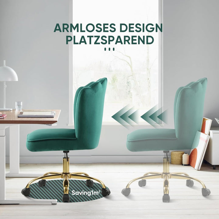 Bürostuhl Samt,Mädchen Schreibtischstuhl,Drehstuhl,Höhenverstellbar Muschel Stuhl,360° Drehbar Rolle