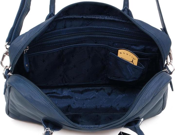 Catwalk Collection Handbags - Damen Leder Schultertasche Gross - Arbeitstasche für Notizbuch A4 - Ab