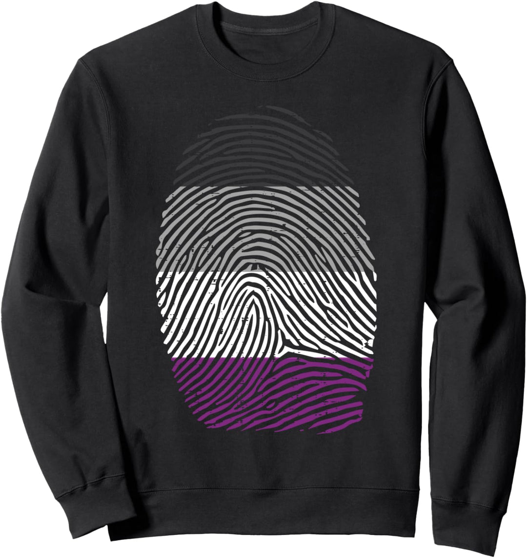Finger Print DNA LGBTQ Asexual Flag Ace Pride Ally Men Women Sweatshirt