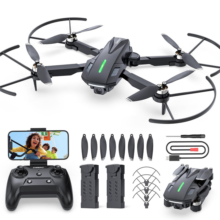 DEERC Drohne mit Kamera 1080P für Kinder, RC Quadrocopter D75 faltbar mit Wifi Übertragung, Lange Fl